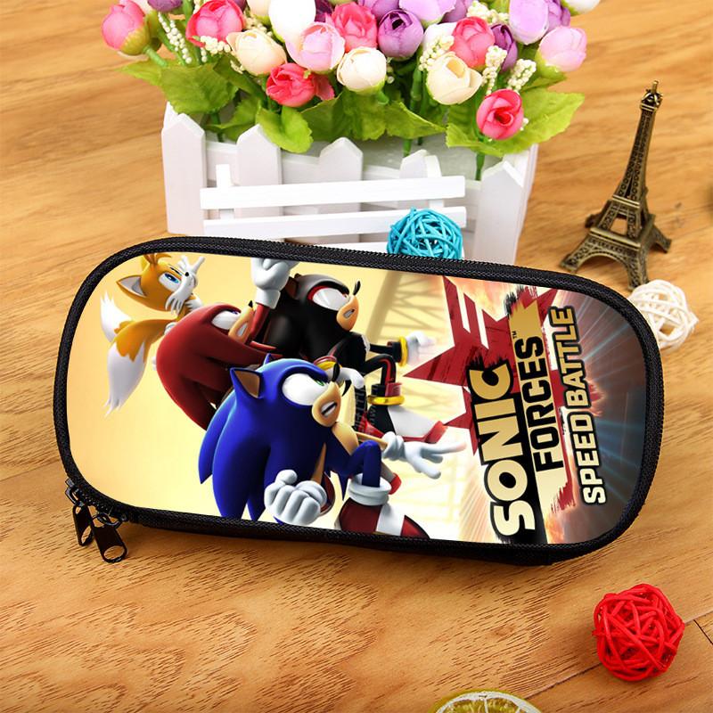 Sonic The Hedgehog Large Capacity Pencil Case With Nylon Material For School Supplies