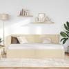 L Shaped Bed Frame with Headboard Cream 100 X 200 Cm Fabric