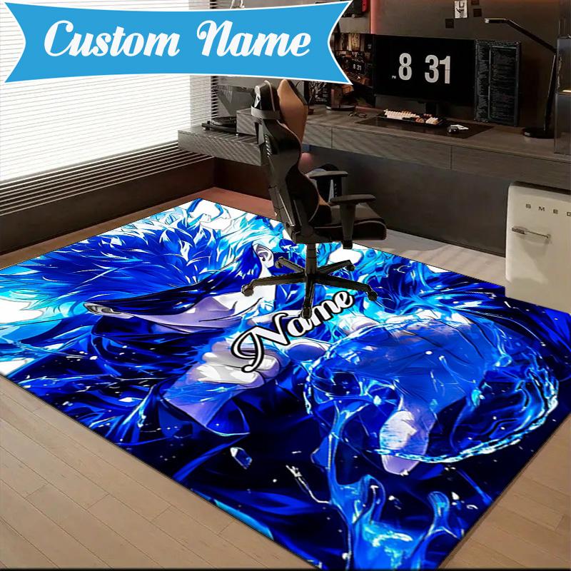 Custom Name Powerful Jujutsu Hero Rug Game Carpet, Floor Mat for Bedroom Living Room Entryway Rug, Home Decor Idea Gift for Christmas birthday