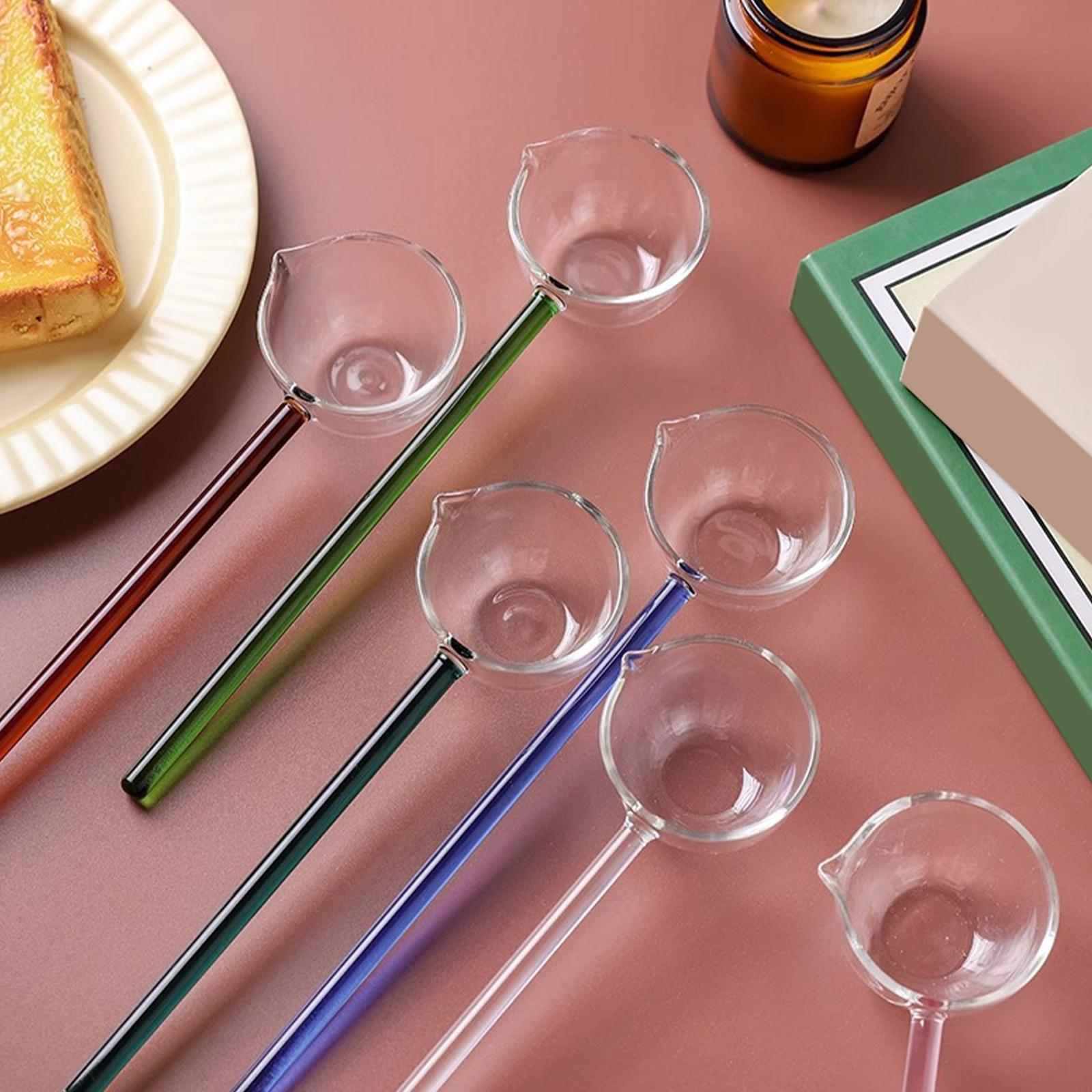 

2PCS Heat Resistant Glass Ladle Set Clear Long Handle Soup Utensil Spoon for Serving and Stirring Coffee світло-зелений колір