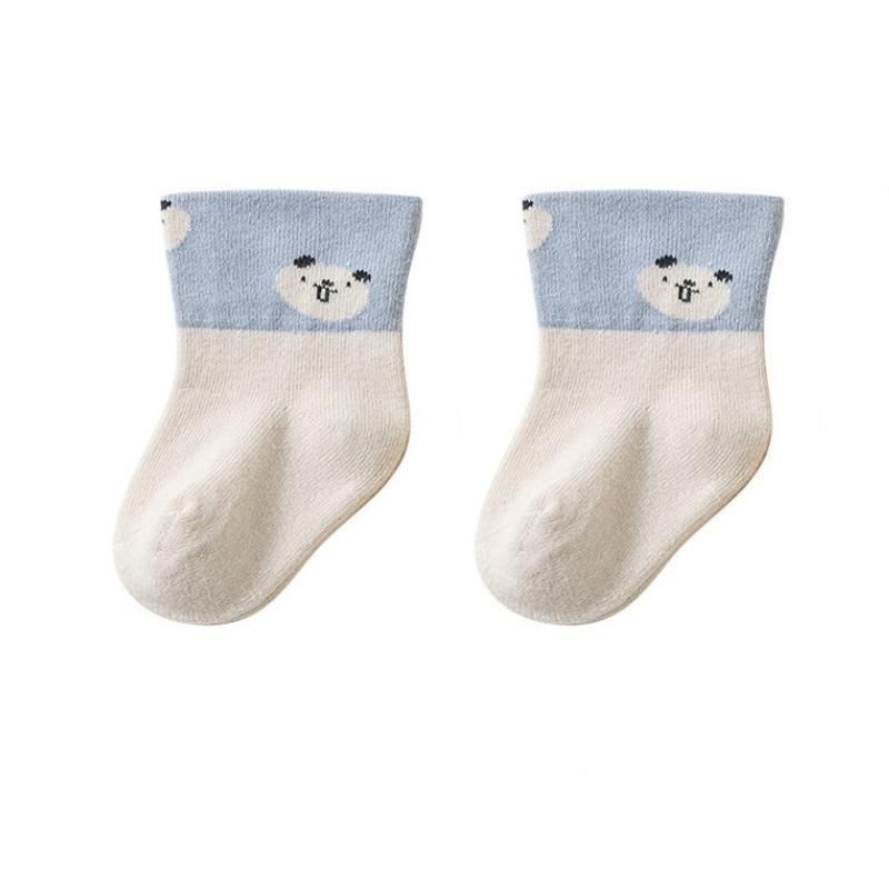 

Детские носки средней длины, хлопковые носки, милые детские носки с героями мультфильмов для новорожденных без костей и с дряблыми ногами, весна-осень M синий