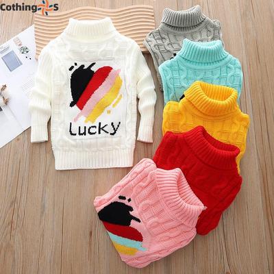 Children's Sweater Turtleneck Knit Sweater Fall and Winter Love Pullover Long-sleeved Bottoming Shirt