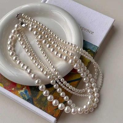 Collar de Perlas Blancas Shijia - Elegante, Fresco y Lujoso Collar de Perlas de Concha para Mujer