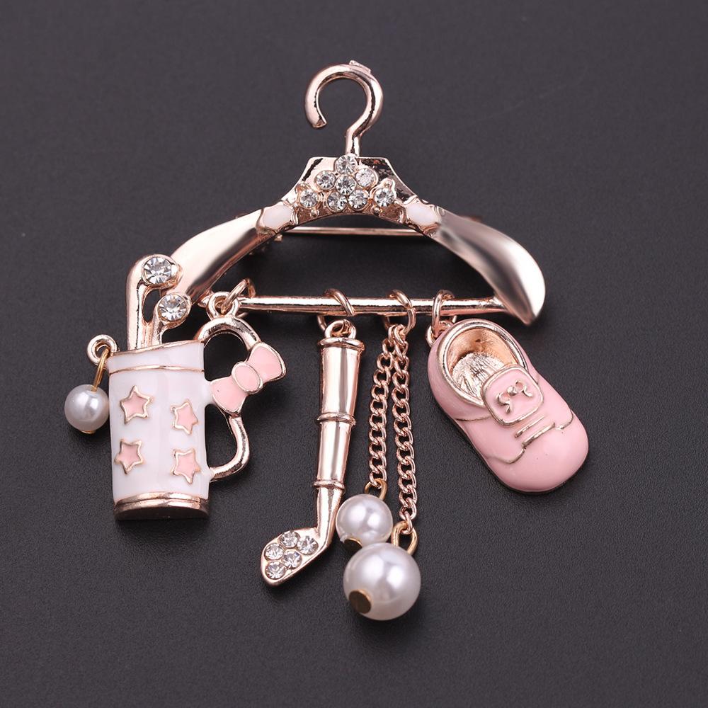 European and American Fashion Women's Creative Hanger Sewing Machine Ins Brooch Literary Pin Bag Clothes Accessories