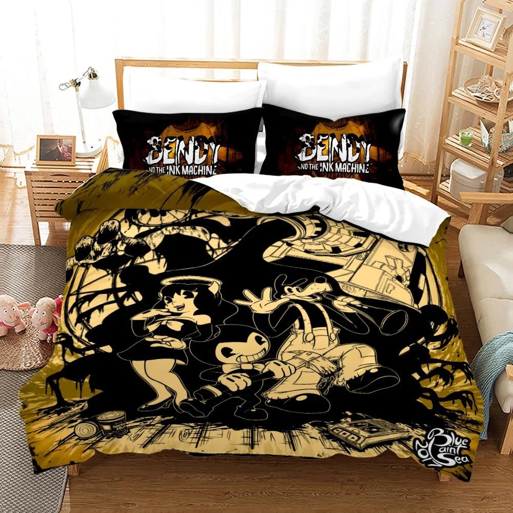 3D Print Anime BENDY Bedding Set Single Twin Full Queen King Size Kawaii BatlM Bed Set Adult Kid Bedroom Duvet Cover Sets