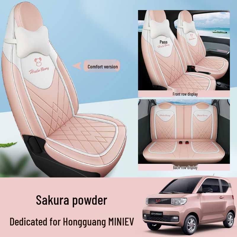 Wuling Hongguang MiniEV Seat Covers: Macaron Full Coverage, All-Season Car Seat Cushions for 2020-2023 Models