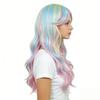 Colorful Ombre Synthetic Wig Women Long Curly Hair With Bangs Cosplay Party Costume Accessory