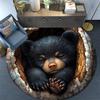 Bear Cub Round Area Rug,Carpet Rug for Living Room Bedroom Sofa Playroom Decor,Non-slip Floor Mat