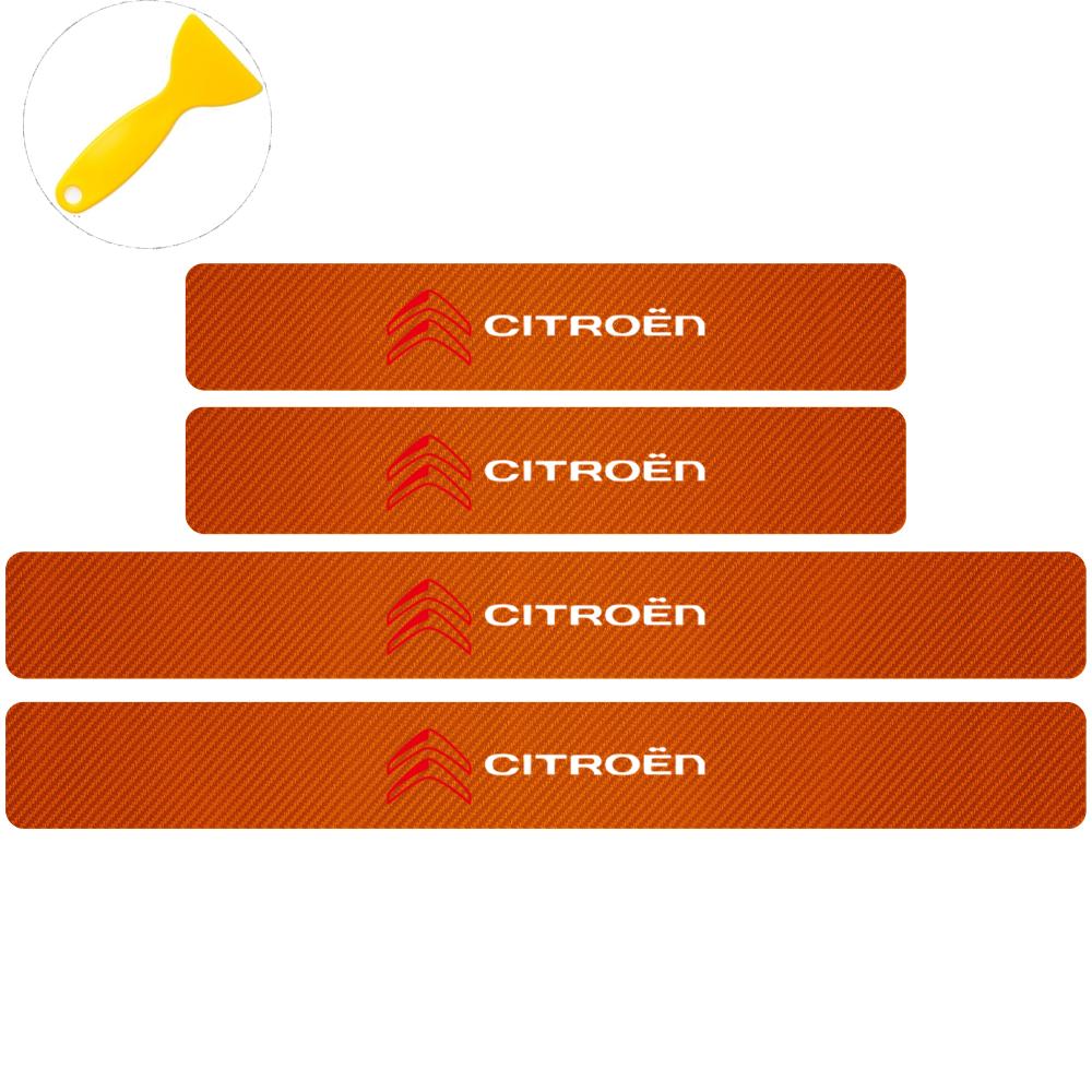 

4pcs Car Door Threshold Protector Decals for Citroen C1 C2 C3 C4 Grand Picasso C4L C5 C6 VTS C-ELYSEE C5 C6 C8 DS Auto Styling For Citroen помаранчевий