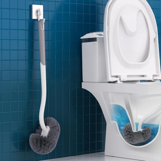 Toilet Brush with Suspension Design Hemisphere Head Extended Handle Suspension Style Toilet Brush Bathroom Cleaning Tool