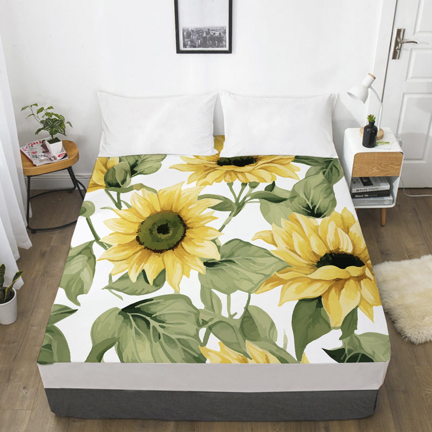 

Простыня с 3D-принтом «Подсолнух», чехол для матраса, эластичная простыня на резинке, комплект из 3 предметов, домашний текстиль, постельное белье 120cmX200cmX30cm