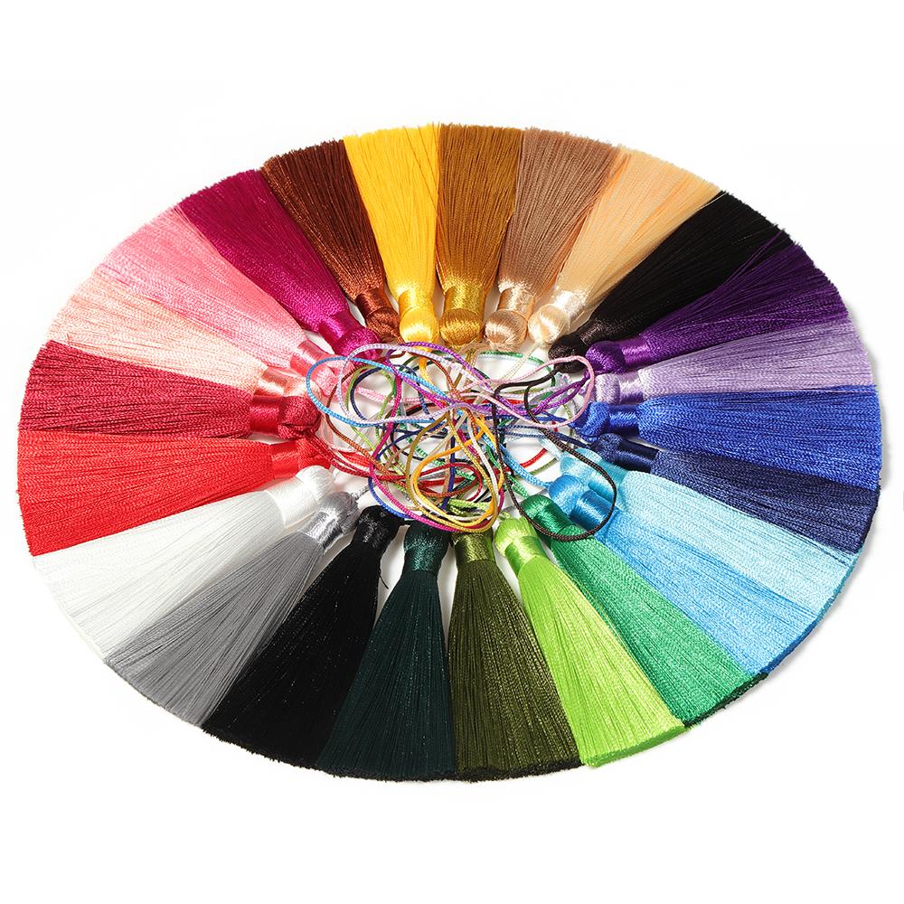 10pcs 8cm Tassel Earrings Polyester Silk Brush Pendant Earring Charm Satin Tassel DIY Jewelry Making Findings Handmade Craft