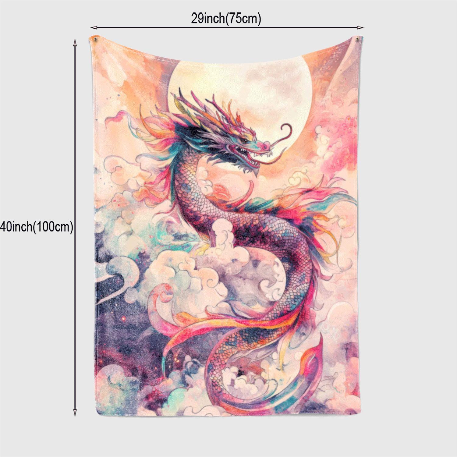 

Vibrant Dragon Print Flannel Throw Blanket - Ideal Gift for African Girls, Granddaughters, Daughters | Cozy & Durable for Home D 130x150cm