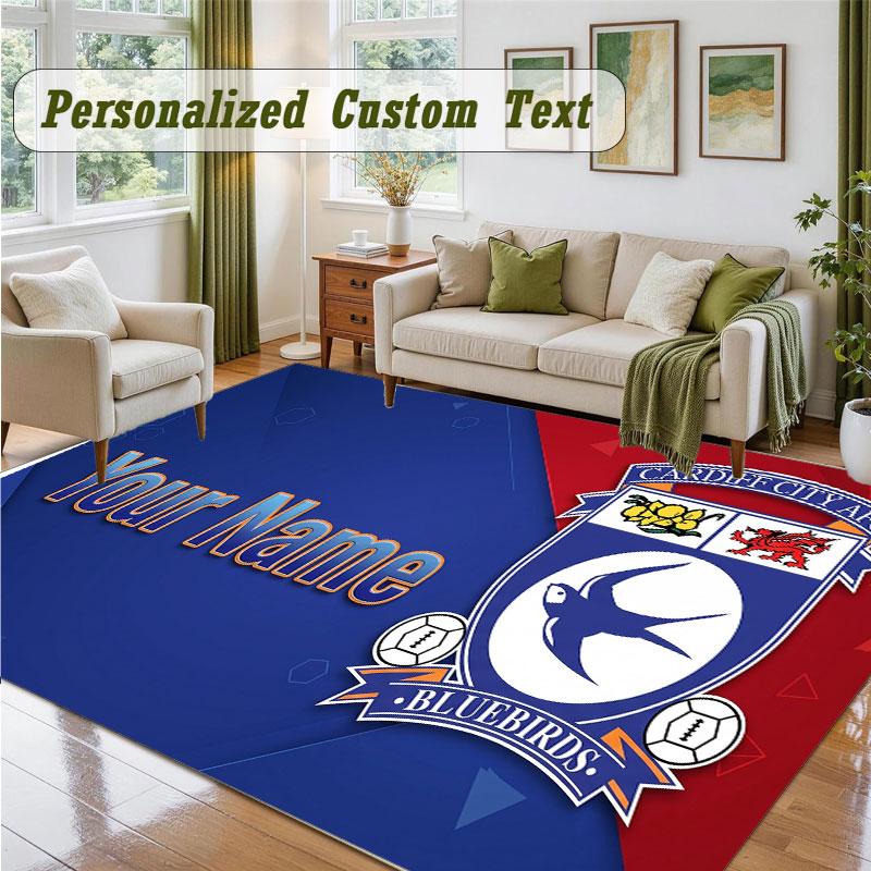 Crystal Velvet Square Rug Custom NameCardiff City Pattern Non Slip Home Floor Decor Rug