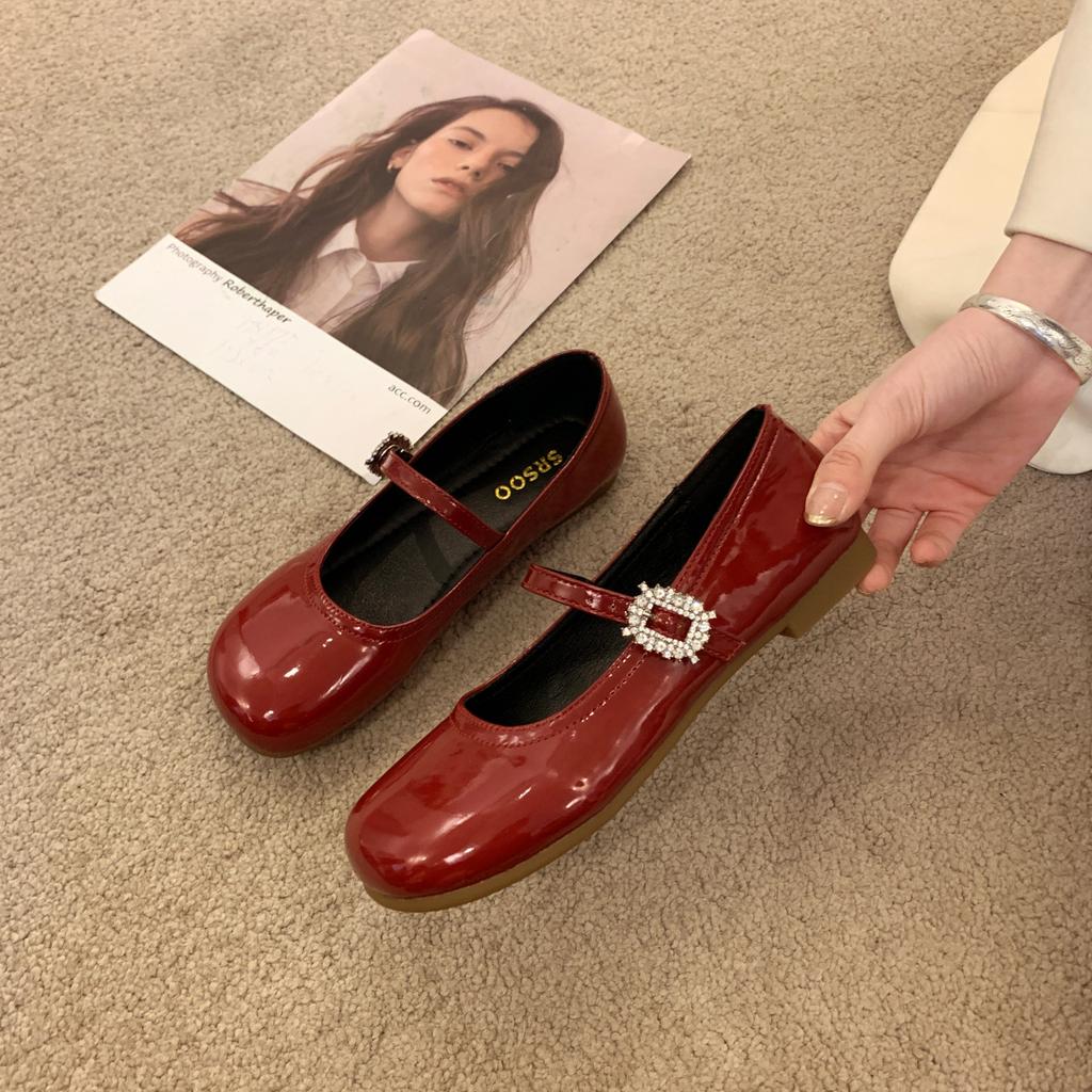 Fan Jieya round head Mary Jane flat single shoes women's spring and summer new models with skirts Japanese small leather shoes