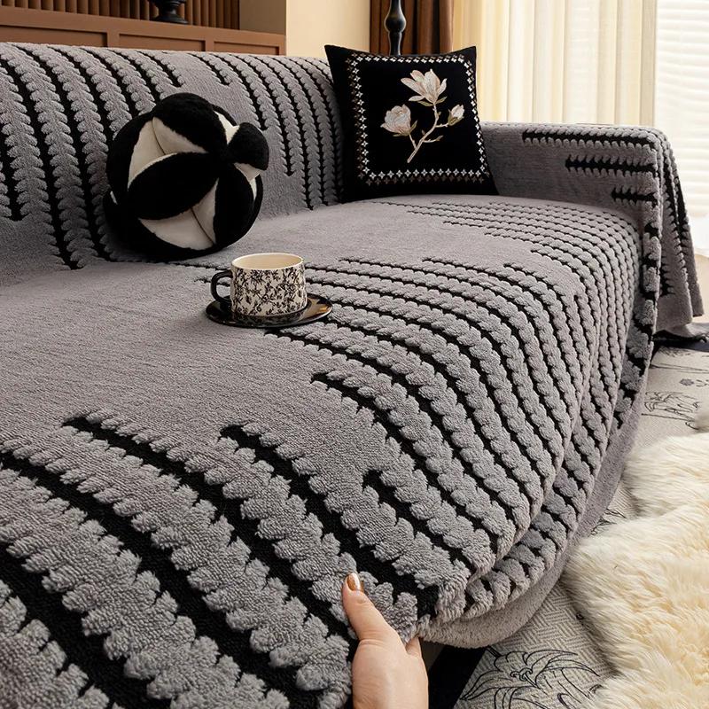 Modern And Simple Cotton Velvet Sofa Cover  New Four All Seasons Universal Thick Anti Slip And Dustproof Sofa Cover Cloth