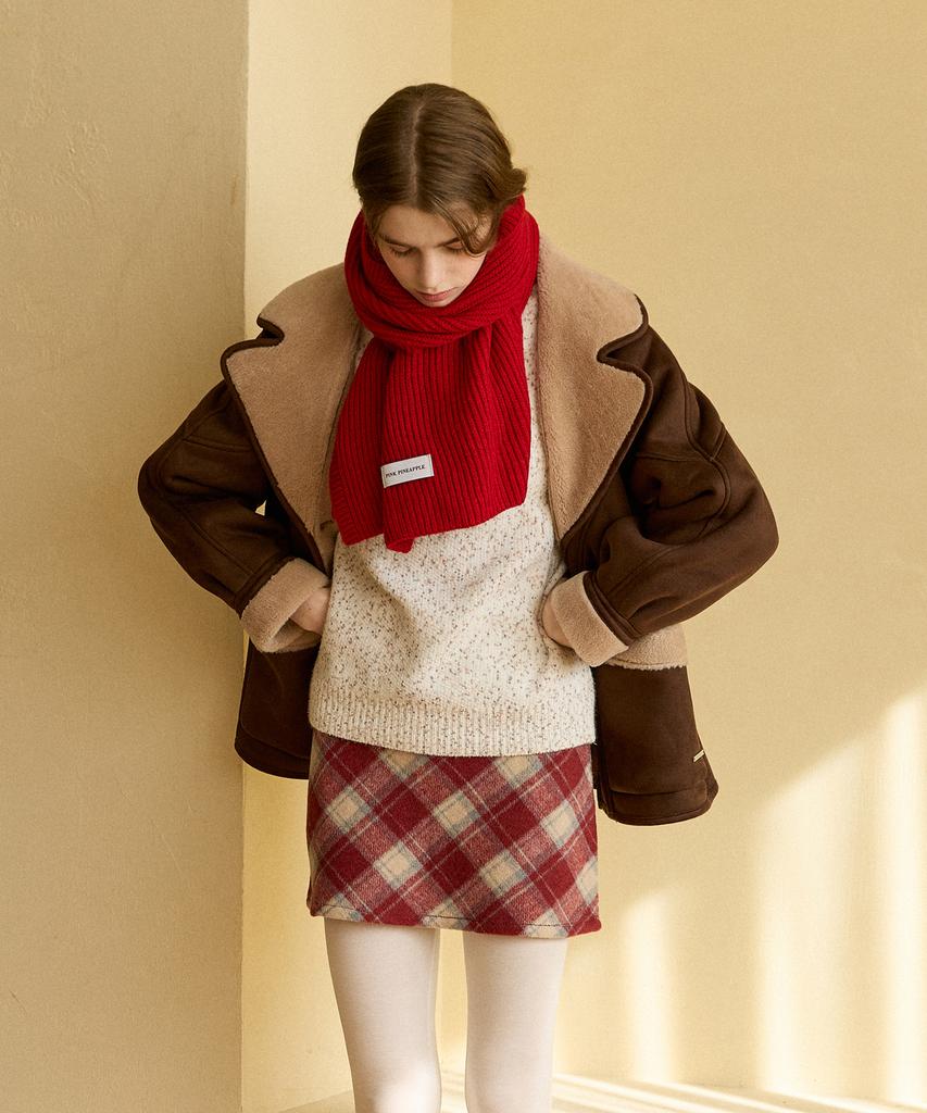 PINK PINEAPPLE Basic Rib Muffler_Red