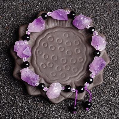 Modisches und romantisches natürliches Amethyst-Original-Stein-DIY-Armband mit unregelmäßiger Form für Damen, guter Freund, vielseitiger Schmuck