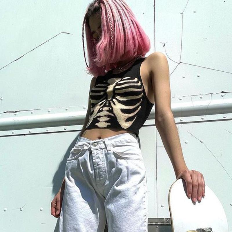 Buy Goth Dark Emo Grunge Aesthetic Gothic Women Crop Tank Tops Punk Black Harajuku Skinny Alt Clothes Summer Fashion Streetwear Vest At Affordable Prices Free Shipping Real Reviews With Photos Joom