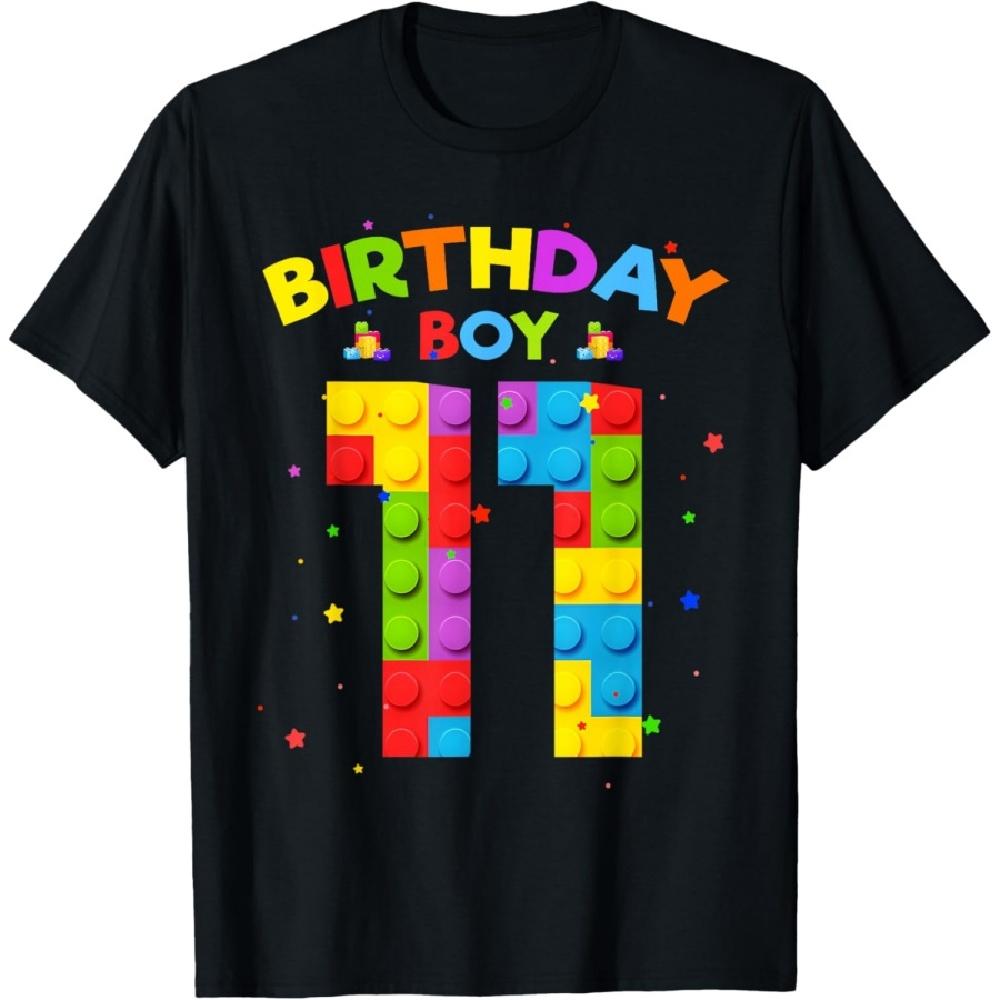 

11 Years Old Birthday Boy 11th Birthday Building Block Brick T-Shirt XXXXXL чорний