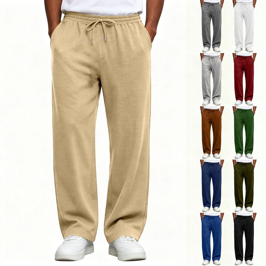 Men's Drawstring Elastic Waist Sweatpants - Color Loose Fit Joggers for Sizes