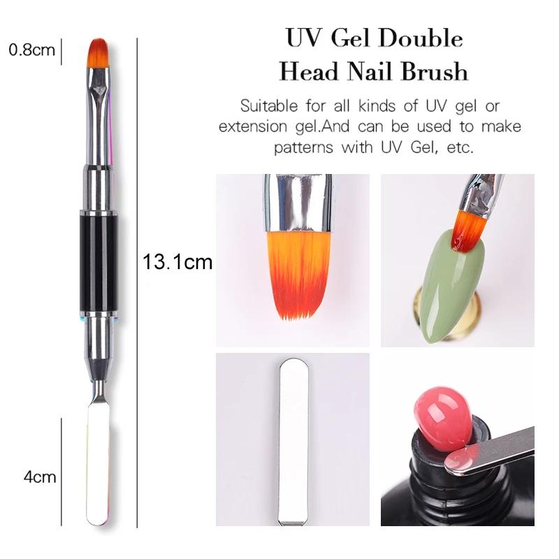 1PC Dual Ended Nail Art Acrylic UV Gel Extension Builder Flower Painting Pen Brush UV Gel Remover Spatula Stick Manicure Tool