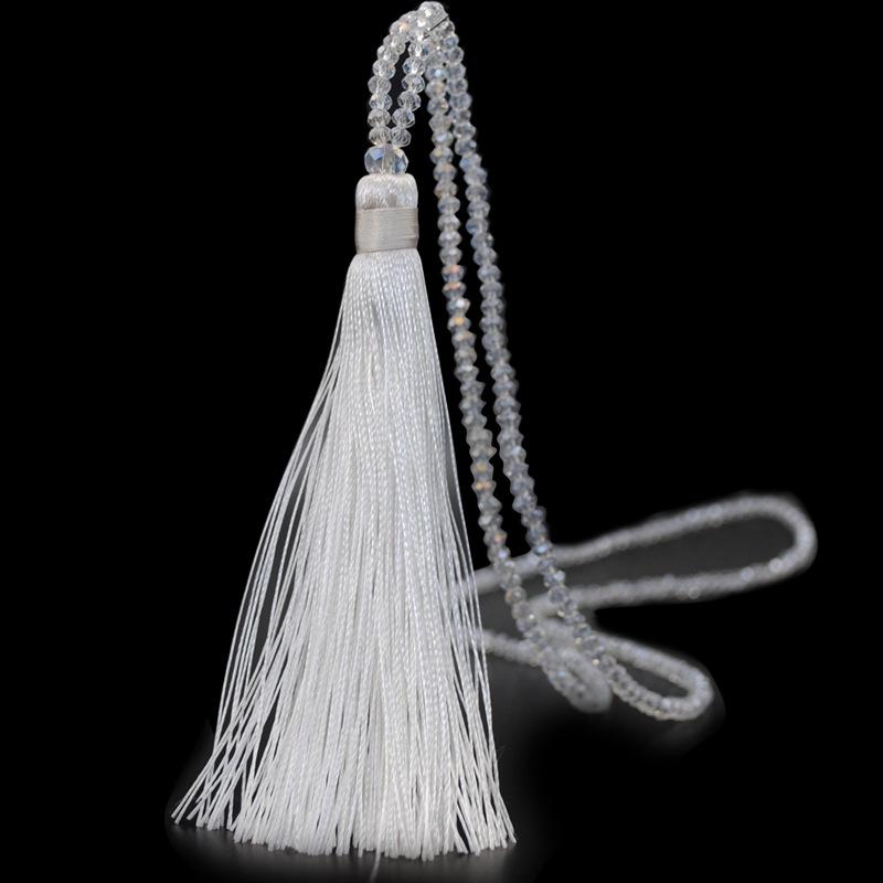 Colorful Crystal Long Tassel Necklace for Women - High-End Chain Jewelry