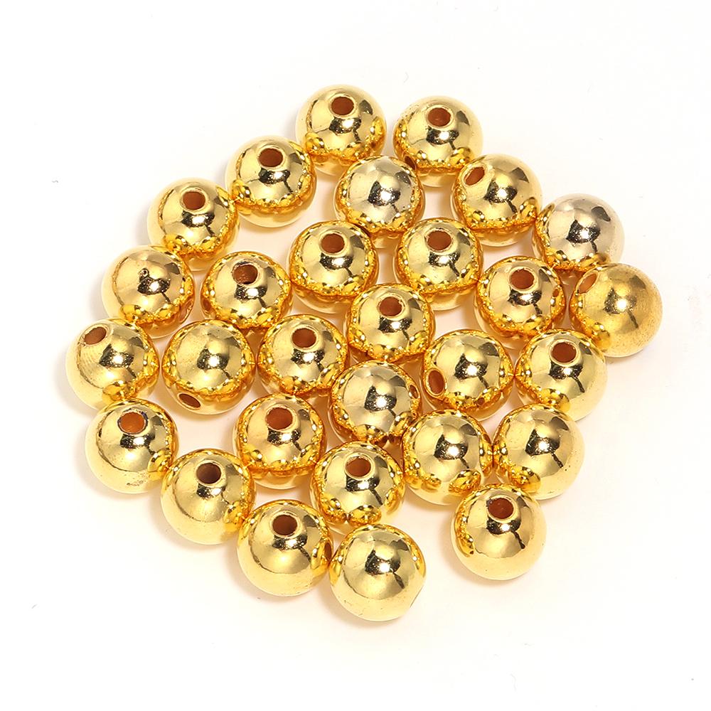 10-1000pcs ABS Imitation Pearl Beads 3-20mm Gold Round Loose Spacer Beads For DIY Jewelry Making Bracelet Necklace Acessories