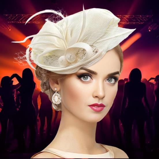 Topper Hat Retro Style Imitation Linen Women Headwear Bows Feathers Mesh Accents Fascinator Hat Hair Accessory