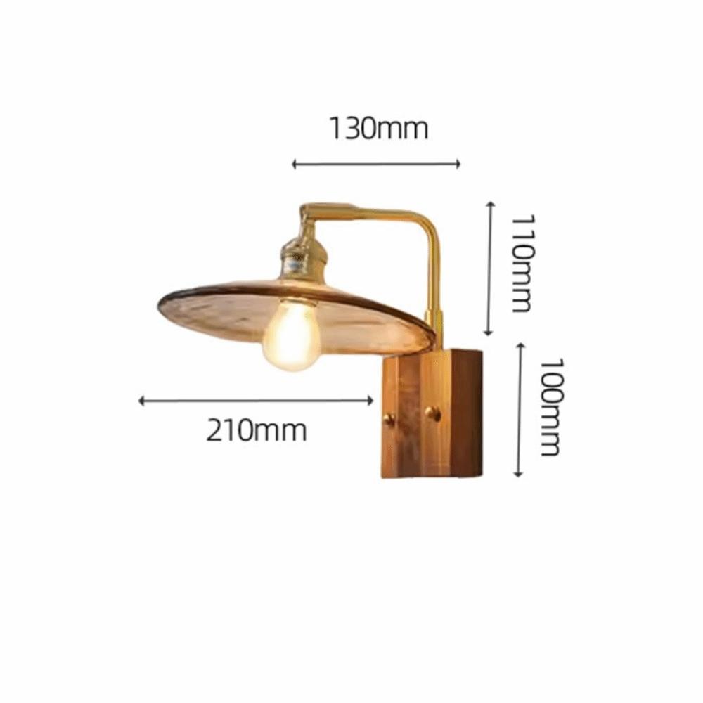 Modern Luxury Retro Wooden Wall Lamp Vintage Walnut Nordic Glass Wall Sconce Glass/Ceramic Lampshade Atmosphere Lighting