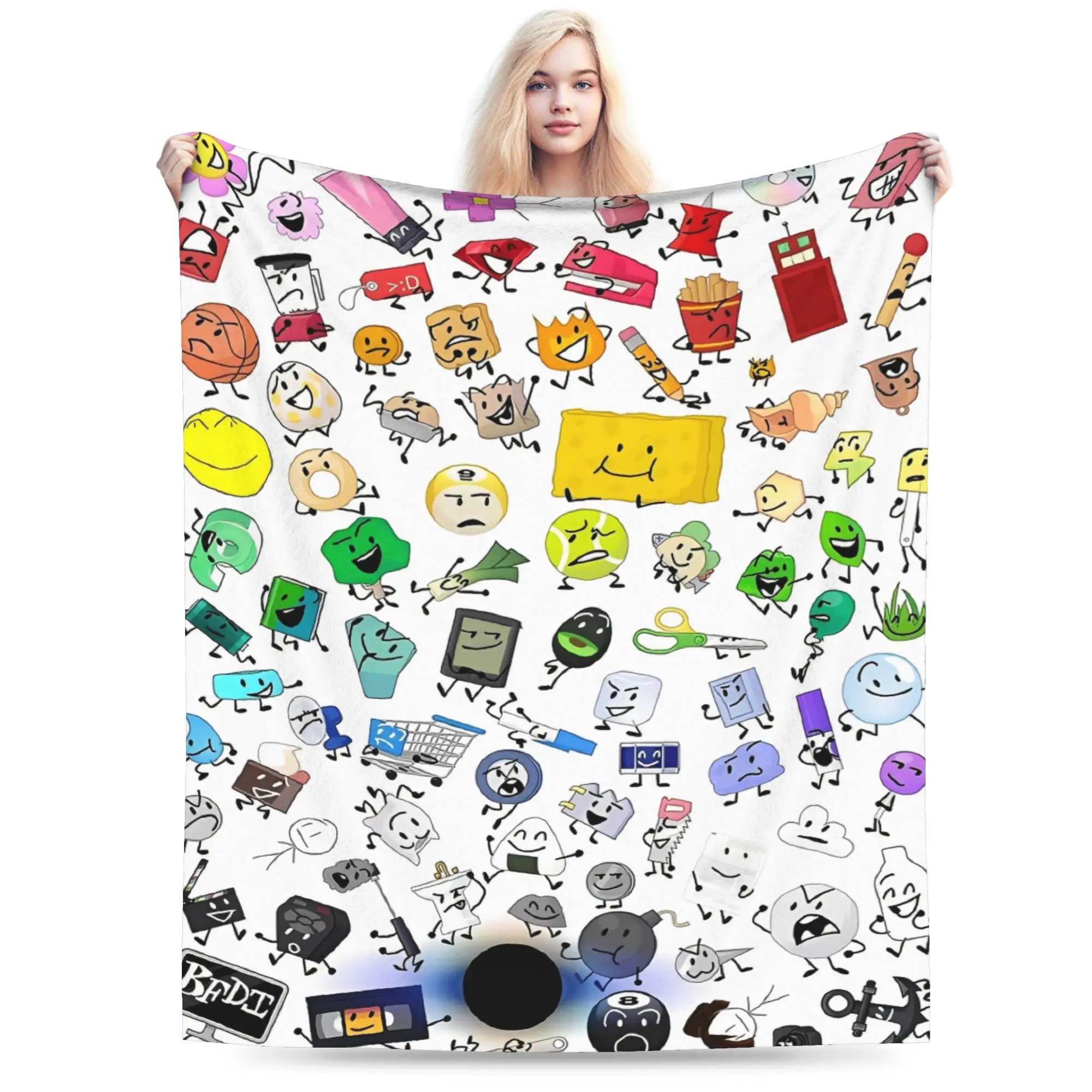 

BFDI Inanimate Insanity Blanket Quality Super Soft Bedding Throws Autumn Travel Office Bedroom Fluffy Bedspread 75x90cm