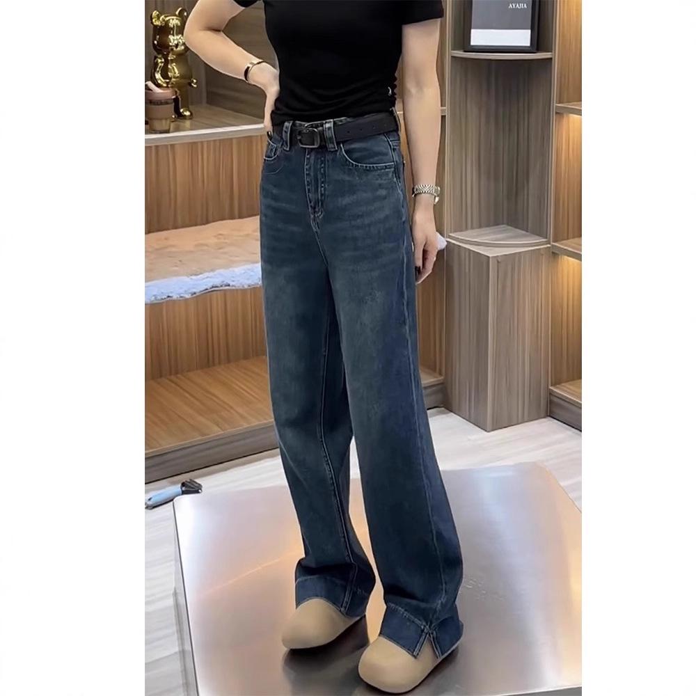 2025 Women's High Waist Retro Micro Flare Wide Leg Jeans - Plus Size, Slimming, Loose, Floor-Length for Spring/Autumn