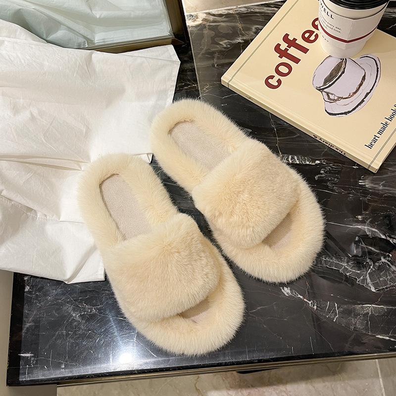 Mao Mao Slippers Women's Outer Wear 2025 New Autumn and Winter Cotton Drag Net Red Fashion Thick Bottom Ins Home Plush Slippers