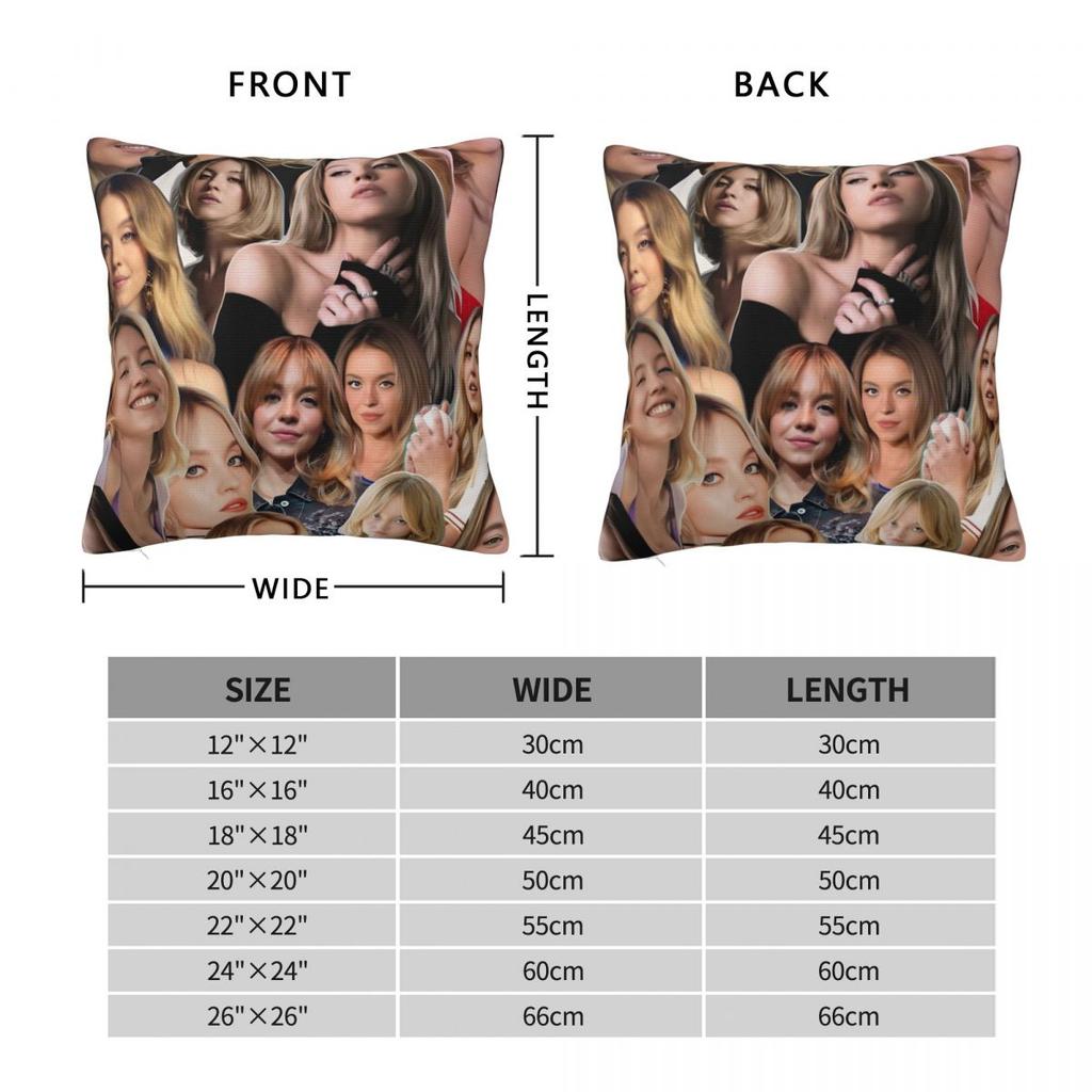 Sydney Sweeney American Actress Photo Pattern Pillow Cover Pillow Case Square Cushion Cover Pillowcases For Sofa Home Decoration