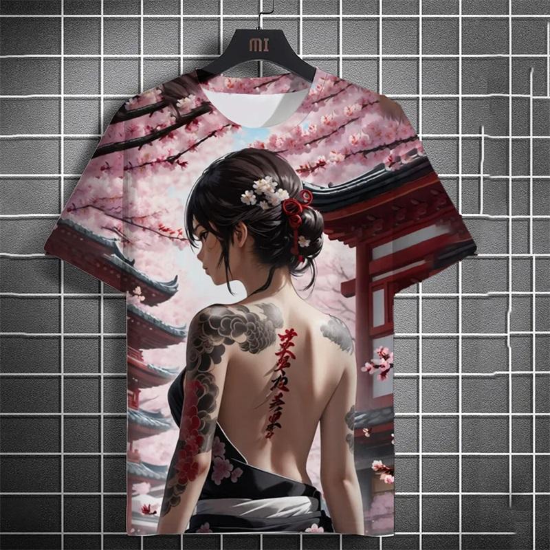 Full Print Beauty Girl Graphic T Shirt For Men Casual Short Sleeve Round Neck Loose Tshirts Tops Men's Oversized Tees Streetwear