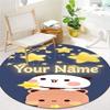 Bear Panda Night Custom Name Round Area Rug Carpet Rug For Living Room Bedroom Sofa Playroom Decor Nonslip Floor Mat