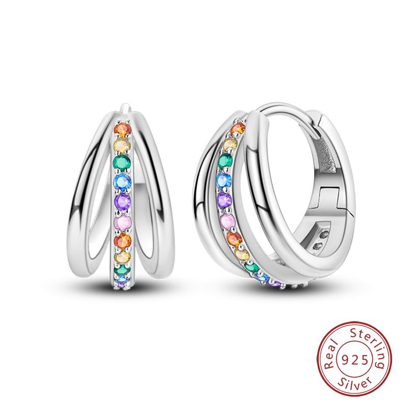 Real 925 Sterling Silver Colorful Dragonfly Butterfly Animal Earrings For Women Exquisite Birthday Anniversary Jewelry Gifts