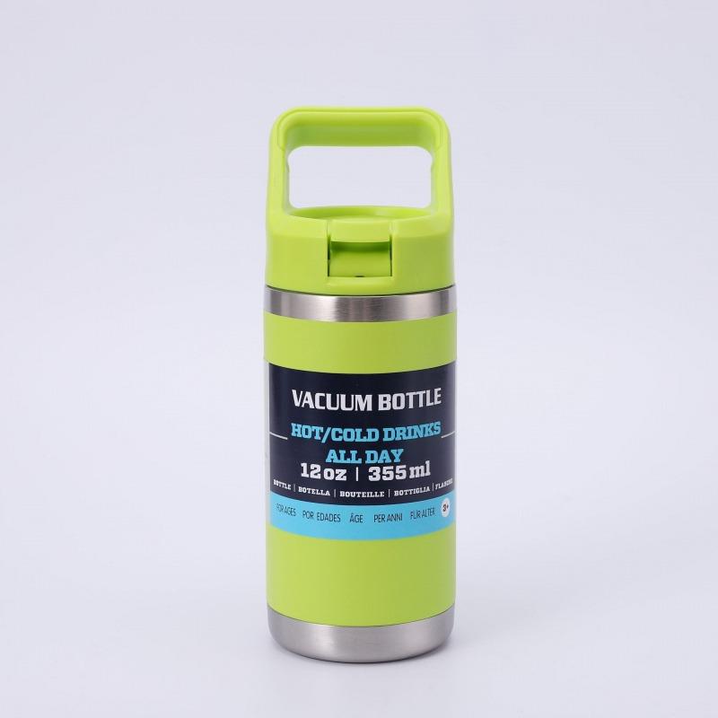 

12oz Thermal Water Bottle With Handle Stainless Steel Car Vacuum Cup Outdoor Sports Tumbler Coffee Cup Portable Hot/Cold Kettle 350ml зелений