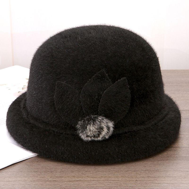 Elderly Hat Women's Autumn and Winter Woolen Top Hat Thickened Warm Grandma Hat Middle-aged Mother Basin Hat