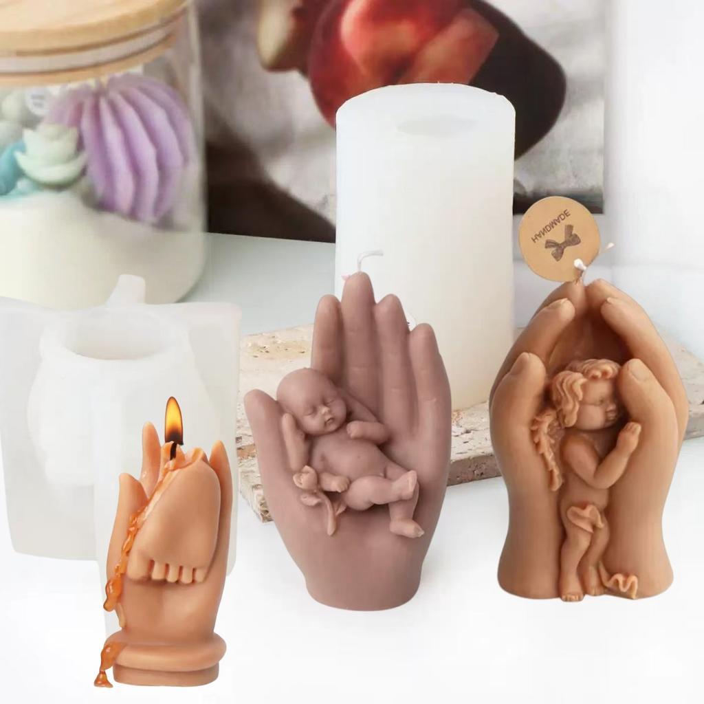 3D Silicone Candle Mold Baby In Hand Silicone Mould Aromatherapy Soap Love Mother Plaster Decoration DIY Craft Gift