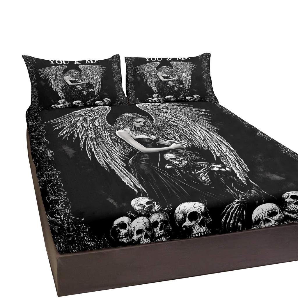 Angel And Demon Three-Piece Bedding Set, With Two Pillowcases, Suitable For Living Room And Bedroom (Culture, Belief)