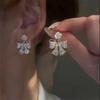 Exquisite Bow Flower Stud Earrings: 925 Sterling Silver, French Light Luxury Design