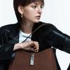 Dark Brown Suede Check Point Shoulder Crossbody Bag