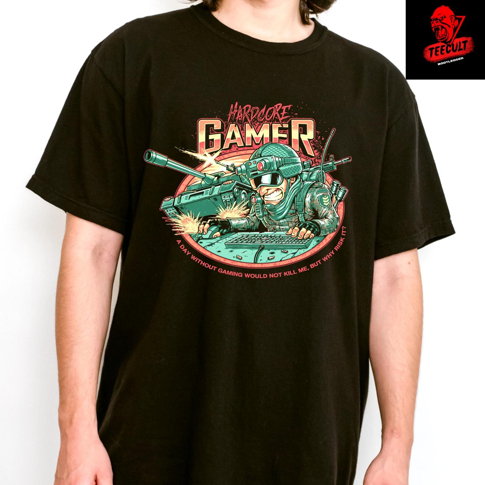 Men s and Women s T-shirts Hardcore Gamer Retro Video Gamer Tee Unisex Heavy Cotton XXL