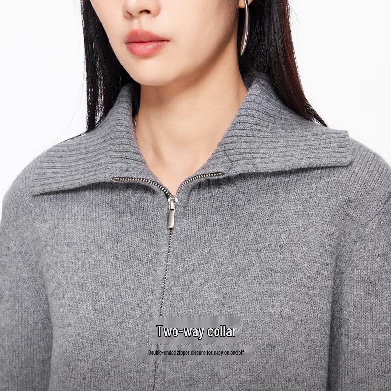 VEROMODA Women's Solid Color Wool Blend Double Zipper Sweater