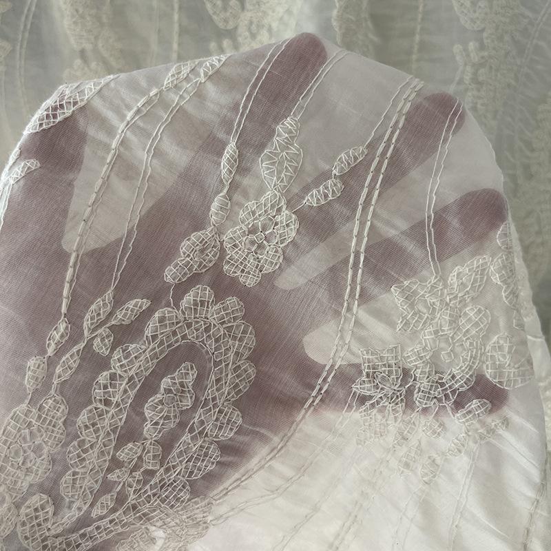 

0,9 метра/лот, ширина 130 см, 3D геометрическая абстрактная цветочная вышивка, кружево, ткань для оконного экрана, платья, одежды, декоративная ткань L 0.9Meter*W 1.3Meters абрикосовый