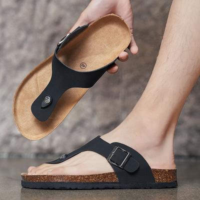 Cork Slippers Men's Casual Comfort Sandals Summer Flip Flop Outdoor Anti Slip Beach Shoes Fashion Youth Breathable Tide Slippers