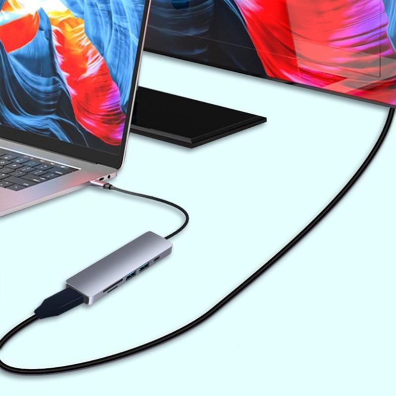 8 in 1 USB C Docking Stations USB C Hubs with HDMIs 4K30Hz PD55W for Laptop Tablets /TF Card Reader Fast Charging
