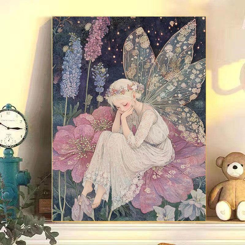 Diy Digital Oil Painting Flower Fairy Series Hand-Filled Coloring Oil Painting Decompression Healing Series Decorative Hanging Painting