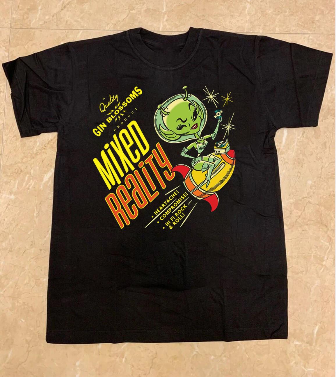 Gin Blossoms – Mixed Reality Black Cotton Shirt S-5XL L493 M